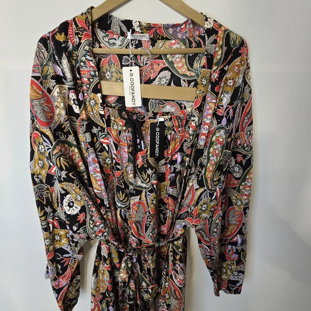COOFANDY Men's NWT Size XL 2-piece lightweight kimono robe & matching boxers - Picture 4 of 11